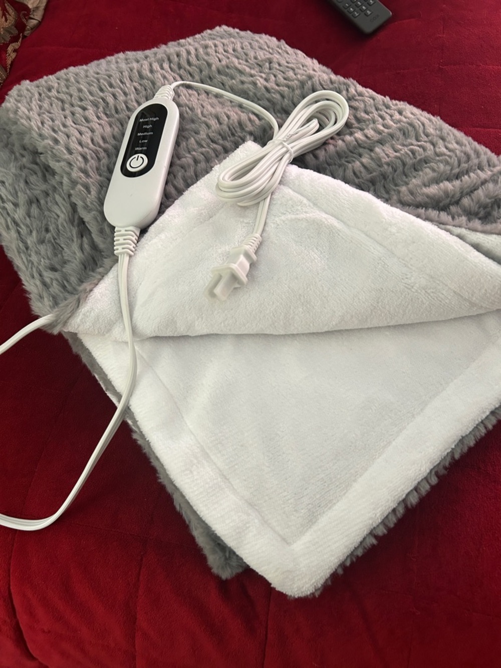 Electric Heated Throw Blanket - Gray with White Lining